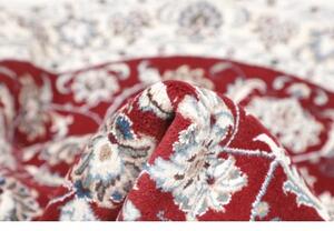 Tappeto Nain Kashmar Medaglione Floreale Rosso Avorio Rotondo 150x150 Cm