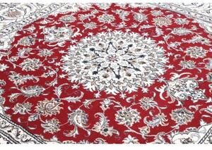 Tappeto Nain Kashmar Medaglione Floreale Rosso Avorio Quadrato 196x193 Cm