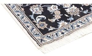 Tappeto Nain Kashmar Medaglione Floreale Blu Scuro Bianco Avorio Corsia 78x305 Cm