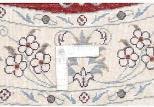 Tappeto Nain Kashmar Medaglione Floreale Rosso Avorio Rotondo 150x150 Cm