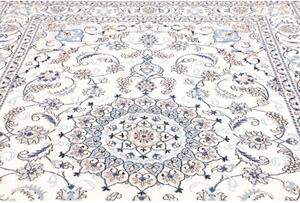 Tappeto Nain Kashmar Medaglione Floreale Avorio Blu 194x292 Cm