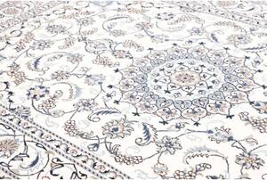 Tappeto Nain Kashmar Medaglione Floreale Avorio Blu 194x292 Cm