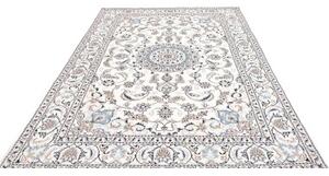 Tappeto Nain Kashmar Medaglione Floreale Avorio Blu 194x292 Cm