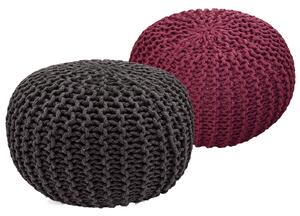 Set di 2 pouf a maglia pouf sedile pouf sedile pouf cuscino da terra Ø 55cm grigio/blu