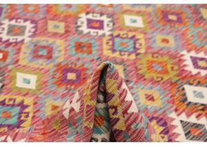Tappeto Kilim Geometrico Rosso Mattone Multicolore 263x357 Cm