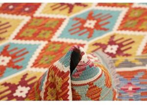 Tappeto Kilim Geometrico Rosso Azzurro 173x255 Cm