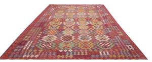 Tappeto Kilim Geometrico Rosso Porpora Multicolore 254x346 Cm