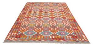 Tappeto Kilim Geometrico Rosso Azzurro 173x255 Cm