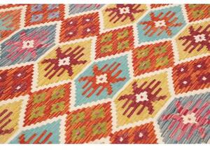 Tappeto Kilim Geometrico Rosso Azzurro 173x255 Cm