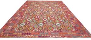 Tappeto Kilim Geometrico Rosso Mattone Multicolore 263x357 Cm