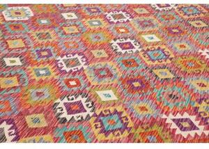 Tappeto Kilim Geometrico Rosso Mattone Multicolore 263x357 Cm