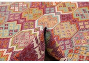 Tappeto Kilim Geometrico Rosso Porpora Multicolore 254x346 Cm