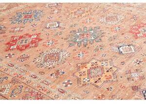 Tappeto Kazak Fine Geometrico Marrone Chiaro Blu 254x312 Cm