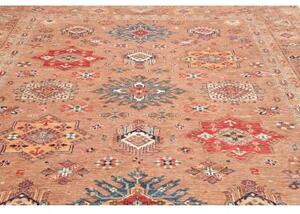 Tappeto Kazak Fine Geometrico Marrone Chiaro Blu 254x312 Cm