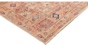 Tappeto Kazak Fine Geometrico Marrone Chiaro Blu 254x312 Cm