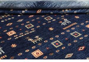Tappeto Gabbeh Nova Figurativo Blu Scuro Celeste 271x352 Cm