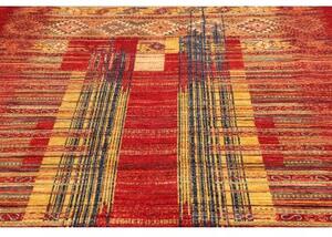 Tappeto Gabbeh Nova Geometrico Rosso Mattone Giallo Senape 210x297 Cm