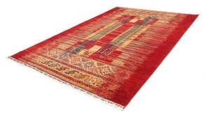 Tappeto Gabbeh Nova Geometrico Rosso Mattone Giallo Senape 210x297 Cm