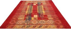 Tappeto Gabbeh Nova Geometrico Rosso Mattone Giallo Senape 210x297 Cm