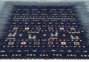 Tappeto Gabbeh Nova Figurativo Blu Scuro Azzurro 206x294 Cm