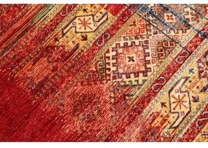Tappeto Gabbeh Nova Geometrico Rosso Mattone Giallo Senape 210x297 Cm