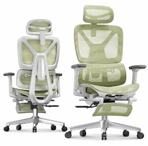 FLEXISPOT ErgoX: sedia da ufficio ergonomica con poggiapiedi, braccioli 3D e poggiatesta, schienale regolabile in 5 direzioni, portata massima di 136 kg, colore verde