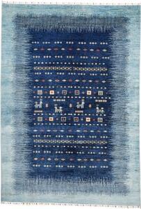 Tappeto Gabbeh Nova Figurativo Blu Scuro Azzurro 206x294 Cm