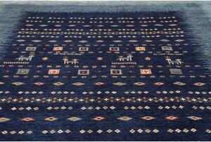 Tappeto Gabbeh Nova Figurativo Blu Scuro Celeste 271x352 Cm
