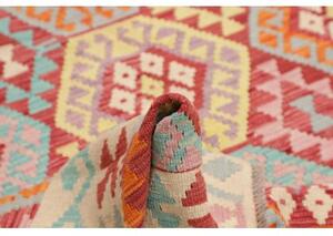 Tappeto Kilim Geometrico Rosso Avorio 175x233 Cm
