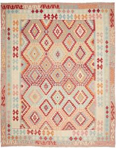 Tappeto Kilim Geometrico Rosso Beige 263x335 Cm