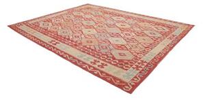 Tappeto Kilim Geometrico Rosso Mattone Beige 258x330 Cm
