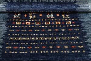 Tappeto Gabbeh Nova Figurativo Blu Scuro Azzurro 100x149 Cm