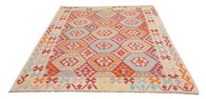 Tappeto Kilim Geometrico Rosso Avorio 175x233 Cm