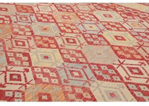 Tappeto Kilim Geometrico Rosso Mattone Beige 258x330 Cm