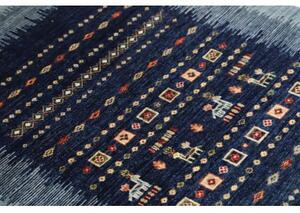 Tappeto Gabbeh Nova Figurativo Blu Scuro Azzurro 100x149 Cm