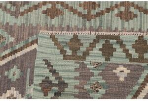 Tappeto Kilim Geometrico Verde Acqua Grigio Tortora Corsia 84x295 Cm