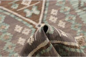 Tappeto Kilim Geometrico Verde Acqua Grigio Tortora Corsia 84x295 Cm