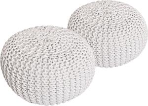 Set di 2 pouf a maglia pouf sedile pouf sedile pouf cuscino da terra Ø 55cm bianco/bianco
