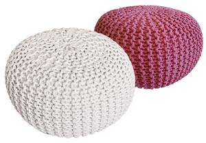 Set di 2 pouf a maglia pouf sedile pouf sedile pouf cuscino da terra Ø 55cm bianco/rosa