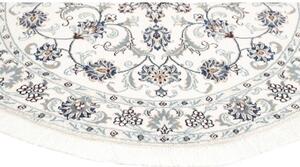 Tappeto Nain Kashmar Medaglione Floreale Avorio Blu Rotondo 143x148 Cm