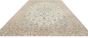 Tappeto Kashan Medaglione Floreale Avorio Azzurro 300x410 Cm
