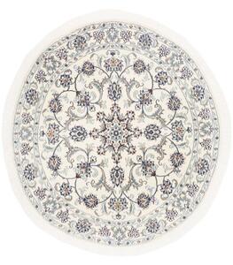 Tappeto Nain Kashmar Medaglione Floreale Avorio Blu Rotondo 143x148 Cm