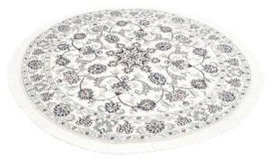 Tappeto Nain Kashmar Medaglione Floreale Avorio Blu Rotondo 143x148 Cm