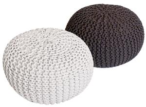 Set di 2 pouf in maglia pouf sedile pouf sedile pouf cuscino da terra Ø 55cm bianco/blu