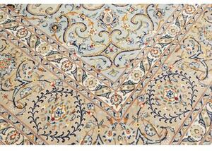 Tappeto Kashan Medaglione Floreale Avorio Azzurro 300x410 Cm
