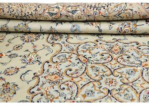 Tappeto Kashan Medaglione Floreale Avorio Azzurro 300x410 Cm