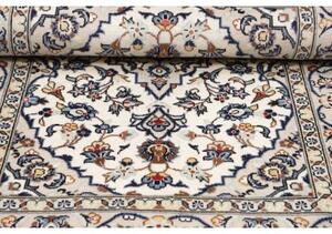 Tappeto Kashan Fine Medaglione Floreale Avorio Blu 100x150 Cm