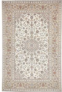 Tappeto Kashan Medaglione Floreale Avorio Blu Scuro 194x298 Cm