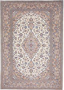 Tappeto Kashan Medaglione Floreale Avorio Blu 202x288 Cm
