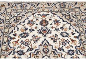 Tappeto Kashan Fine Medaglione Floreale Avorio Blu 100x150 Cm